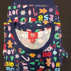 100% COTTON Family PJs Macys Pajama Set "Holiday Toss" Pullover + Pants Small